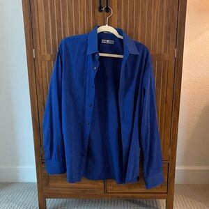 Express Blue Striped Dress Shirt